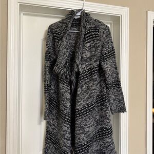Black and Gray Knit Cardigan